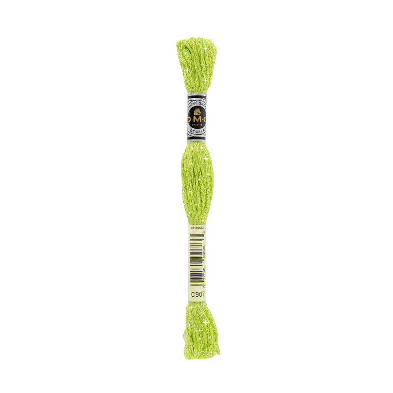 DMC Mouline Etoile, #C907 LT PARROT GREEN Twinkle Effect Embroidery Thread 8m Skein