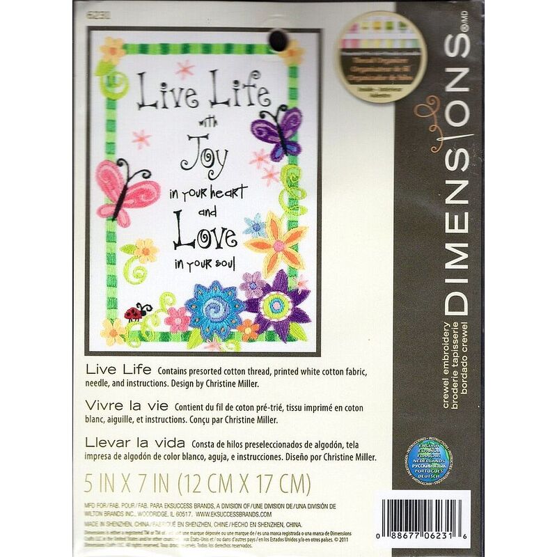 LIVE LIFE Counted Cross Stitch Kit 5" x 7" #6231