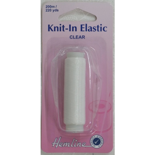 Hemline Knit-In Elastic 200m, CLEAR, For knitting and crocheting