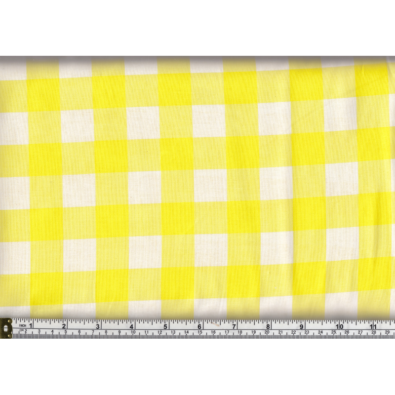 Warm Home 100% Cotton Gingham Check Fabric, 114cm Wide per 50cm, YELLOW