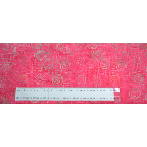 BATIK Fabric, 110cm Wide Per 1/2 Metre, #640064.1422 HOT PINK, 100% Cotton