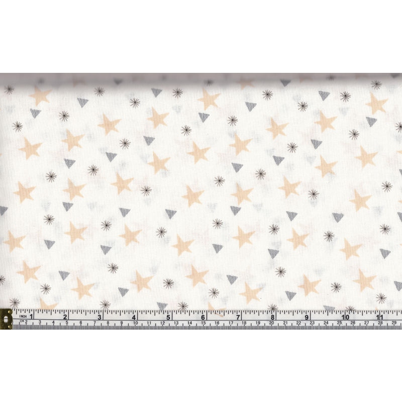 Cotton Print Fabric, Dusk To Midnight WHITE Stars, 112cm Wide Per Metre