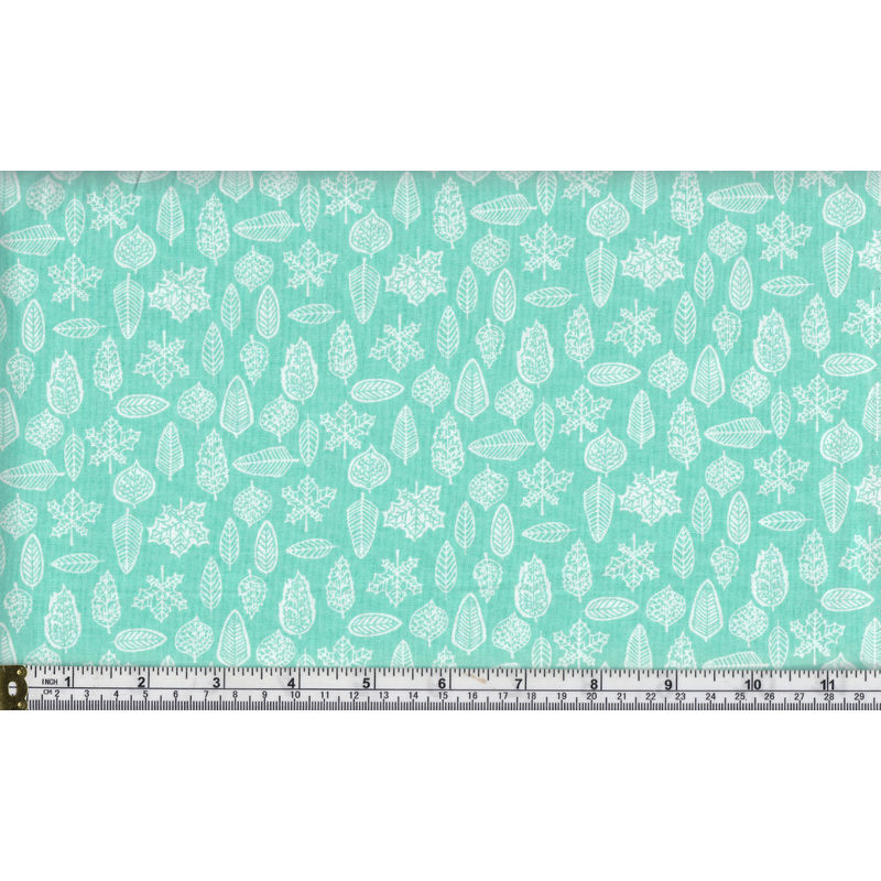 100% Cotton Fabric, 110cm Wide, Botanical Series, MINT LEAVES, Per Metre
