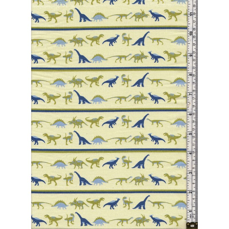 Dinosaur Adventures 100% Cotton Fabric, Dinosaur Stripe 110cm Wide Per Metre