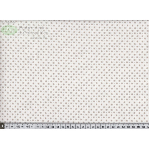 French Cottage Print 647179-0633, MOCHA Stars 145cm Wide by Gutermann