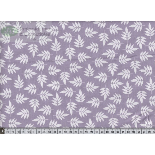 Notting Hill Print 647217-0202 Purple Leaves on Cream 145cm Wide by Gutermann