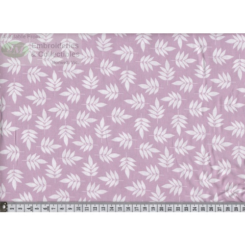 Notting Hill Print 647217-0441 Cream Leaves on Pink 145cm Wide by Gutermann