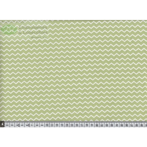 Notting Hill Print 647250-0152 Green-Cream Zig-Zag 145cm Wide by Gutermann