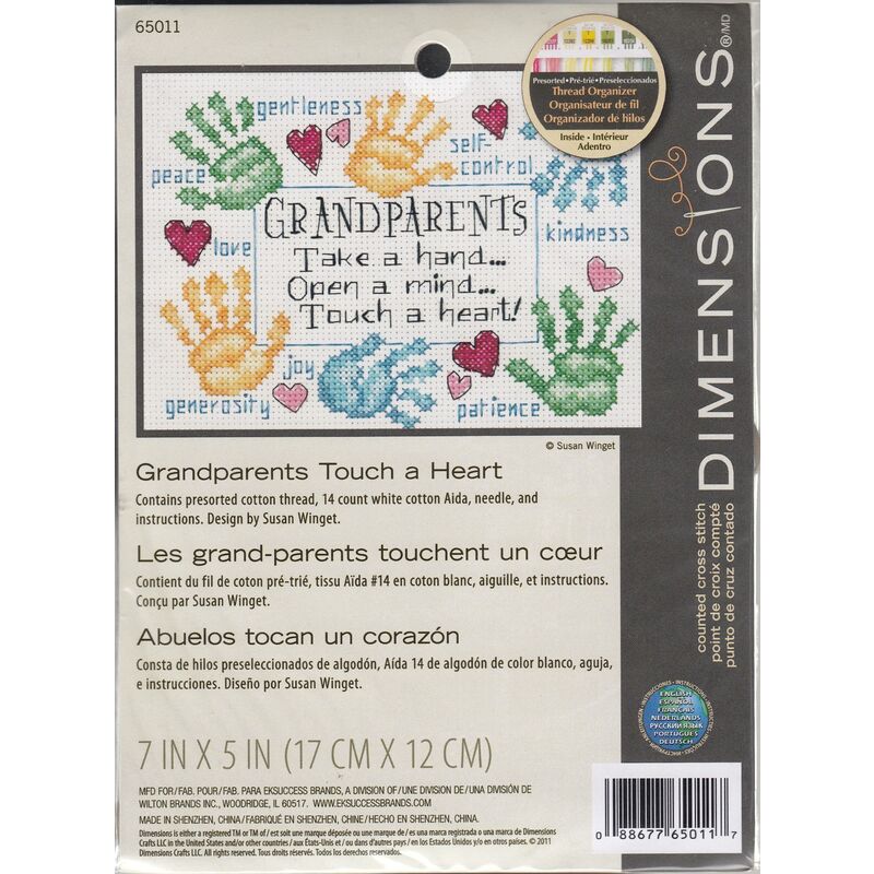GRANDPARENTS TOUCH A HEART Counted Cross Stitch Kit 17 x 12cm #65011