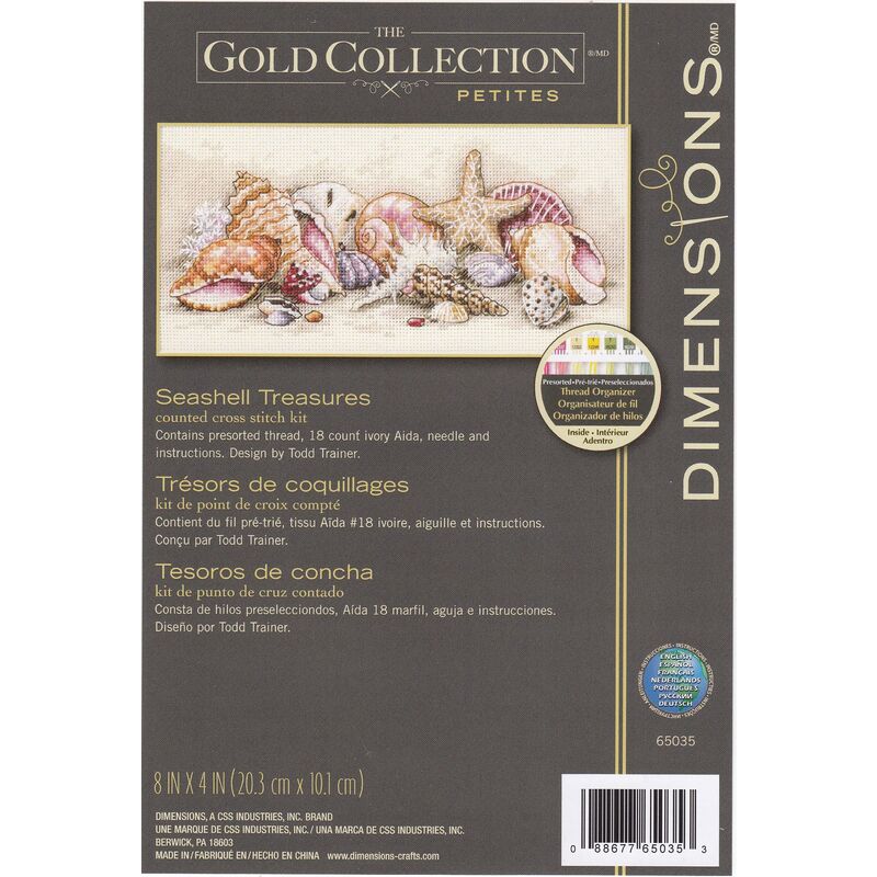 SEASHELL TREASURES Counted Cross Stitch Kit 20.3 x 10.1cm, 65035