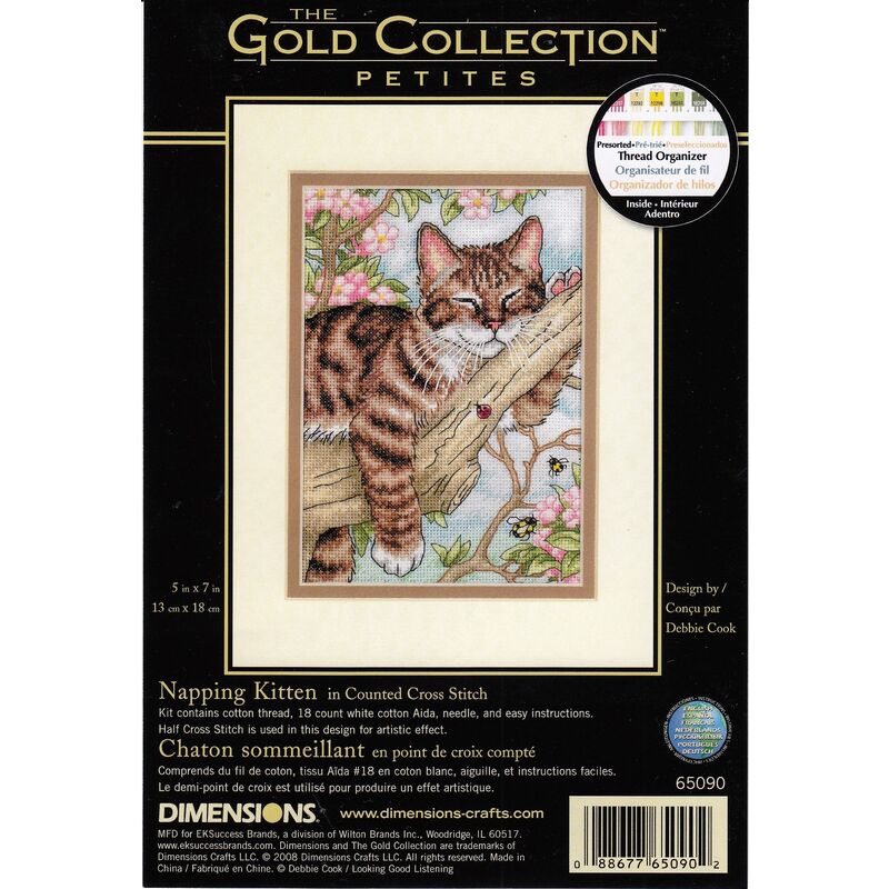 NAPPING KITTEN Counted Cross Stitch Kit 13 x 18cm, 65090