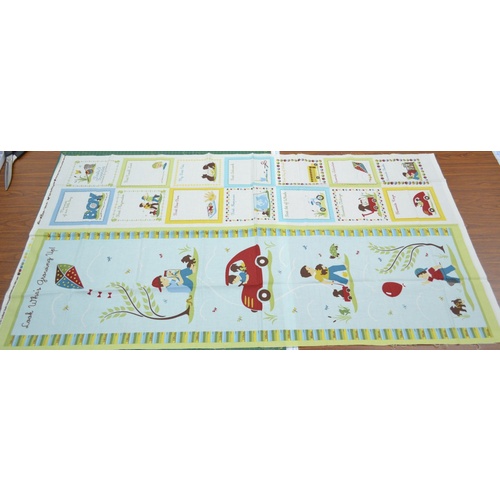 Cotton Fabric Panel, "Child's Play With Kate And Nate", Sheri Berry Design