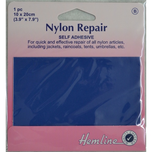 Hemline Self-Adhesive Nylon Repair Patch, 10cm x 20cm ROYAL BLUE