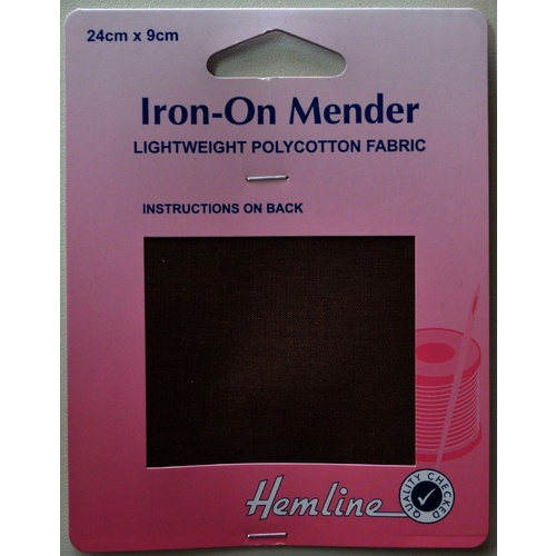 Hemline Iron-On Mending Patch Lightweight Polycotton Fabric 24cm x 9cm Brown