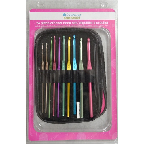 Knitting Essentials Crochet Hook Set 24 piece sizes 00-14