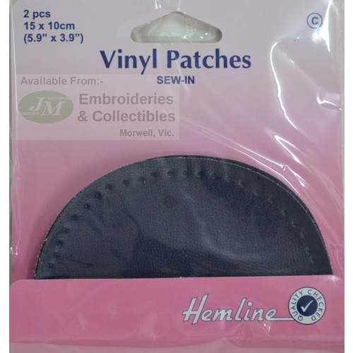 Hemline Vinyl Patch 15 x 10cm, Sew In, NAVY BLUE