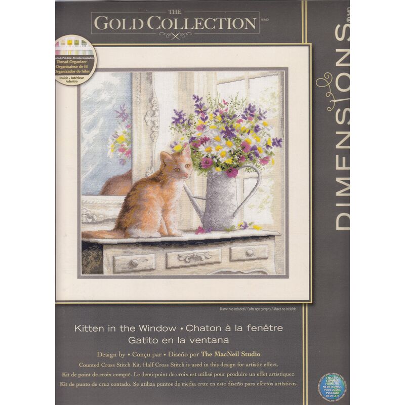 KITTEN IN THE WINDOW Counted Cross Stitch Kit 30.4 x 30.4cm #70-35359 By Dimensions