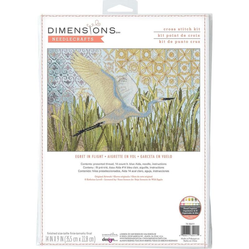EGRET IN FLIGHT Counted Cross Stitch Kit 14" x 9" 70-35411