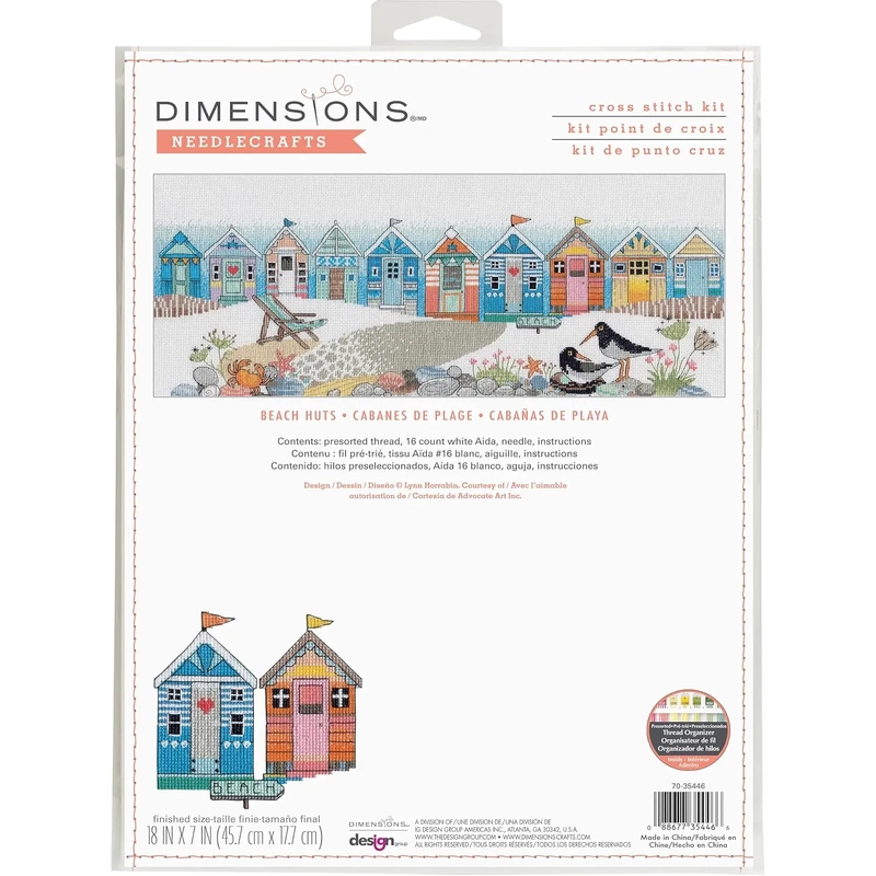 Dimensions BEACH HUTS Counted Cross Stitch Kit, 45.7cm x 17.7cm, 70-35446