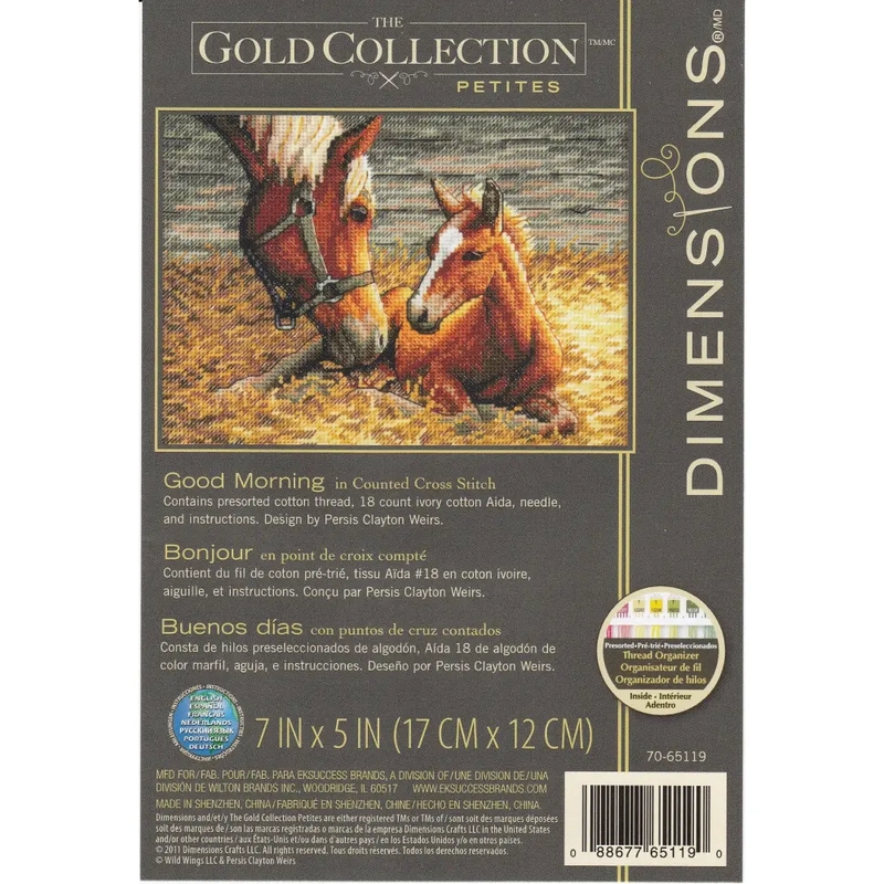 GOOD MORNING Counted Cross Stitch Kit 17 x 12cm, 70-65119 - Gold Collection Petites