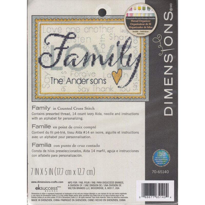 FAMILY Counted Cross Stitch Kit, 7" x 5" (17cm x 12cm) #70-65140 By Dimensions
