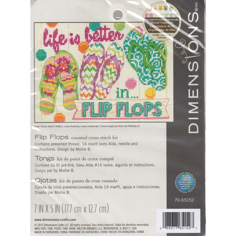 FLIP FLOPS Counted Cross Stitch Needlepoint Kit 7" x 5", 70-65152