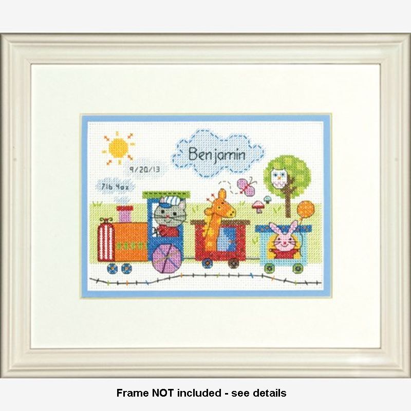 TRAIN BIRTH RECORD Counted Cross Stitch Kit 17.7 x 12.7cm #70-73925