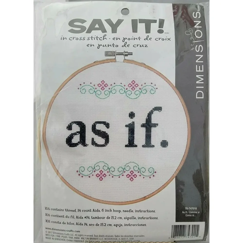 Dimensions AS IF Counted Cross Stitch Kit, Say It, 70-747018