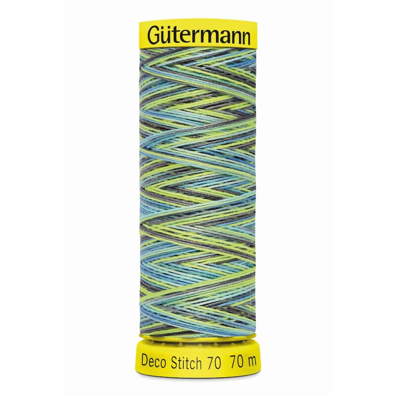 Deco Stitch 70, #9852 MULTI BLUE GREEN 70m Silky Topstitch Thread