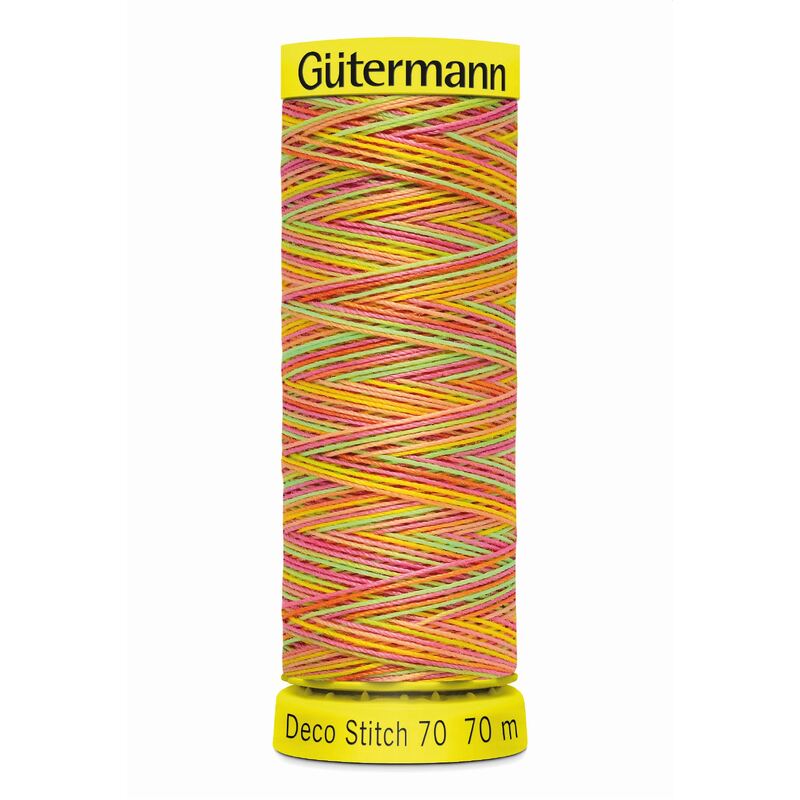 Deco Stitch 70, #9873 MULTI PINK GREEN 70m Silky Topstitch Thread
