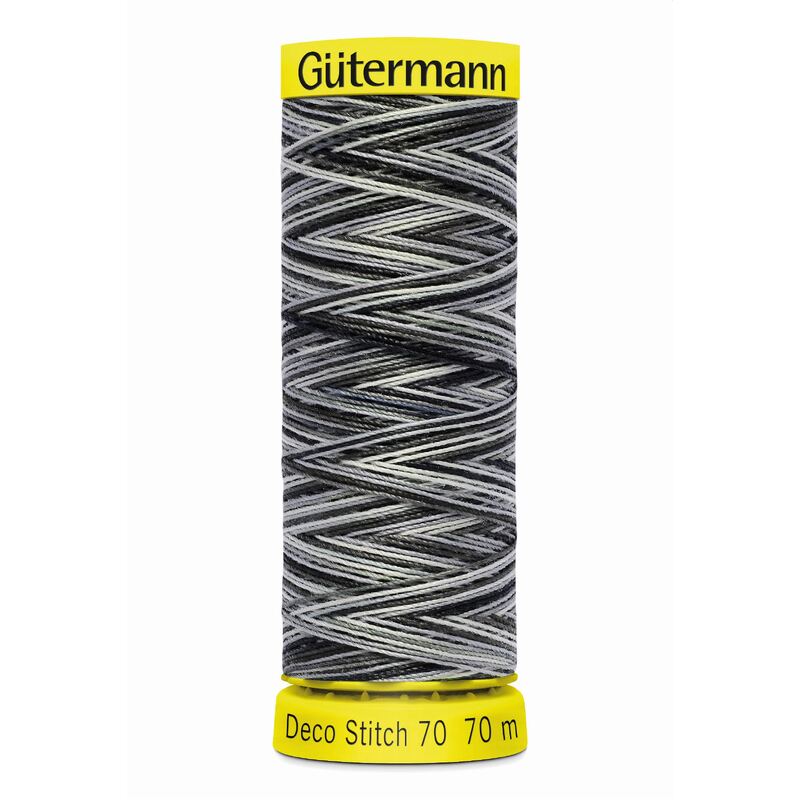 Deco Stitch 70, #9921 MULTI GREYS 70m Silky Topstitch Thread