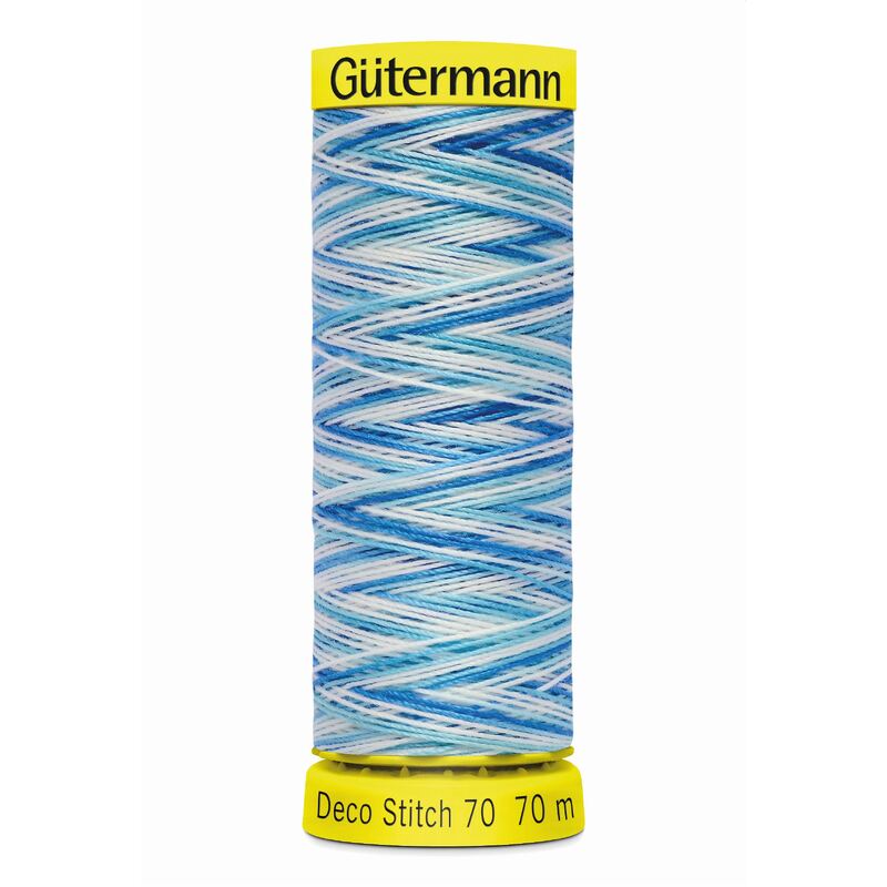 Deco Stitch 70, #9954 MULTI LIGHT BLUES 70m Silky Topstitch Thread