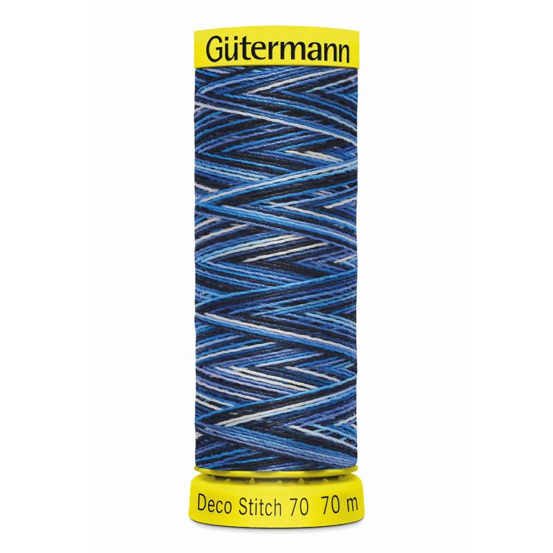 Deco Stitch 70, #9962 MULTI DARK BLUES 70m Silky Topstitch Thread
