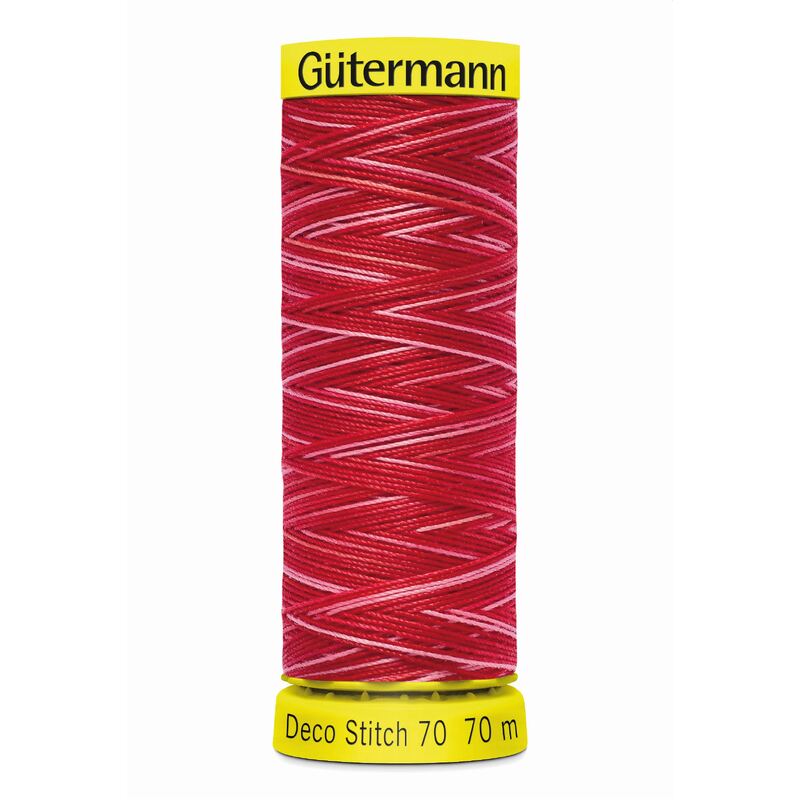 Deco Stitch 70, #9984 MULTI REDS 70m Silky Topstitch Thread