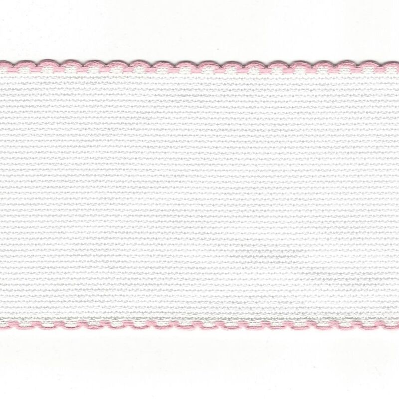 White Pink Edge 100mm Wide 14 Count Aida Band (7195-14), Priced per Metre