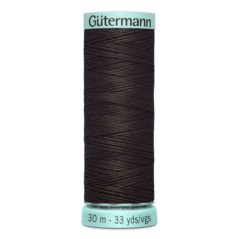 Gutermann Silk R 753 #697 VERY DARK BROWN, Top Stitch / Sewing Thread 30m Spool