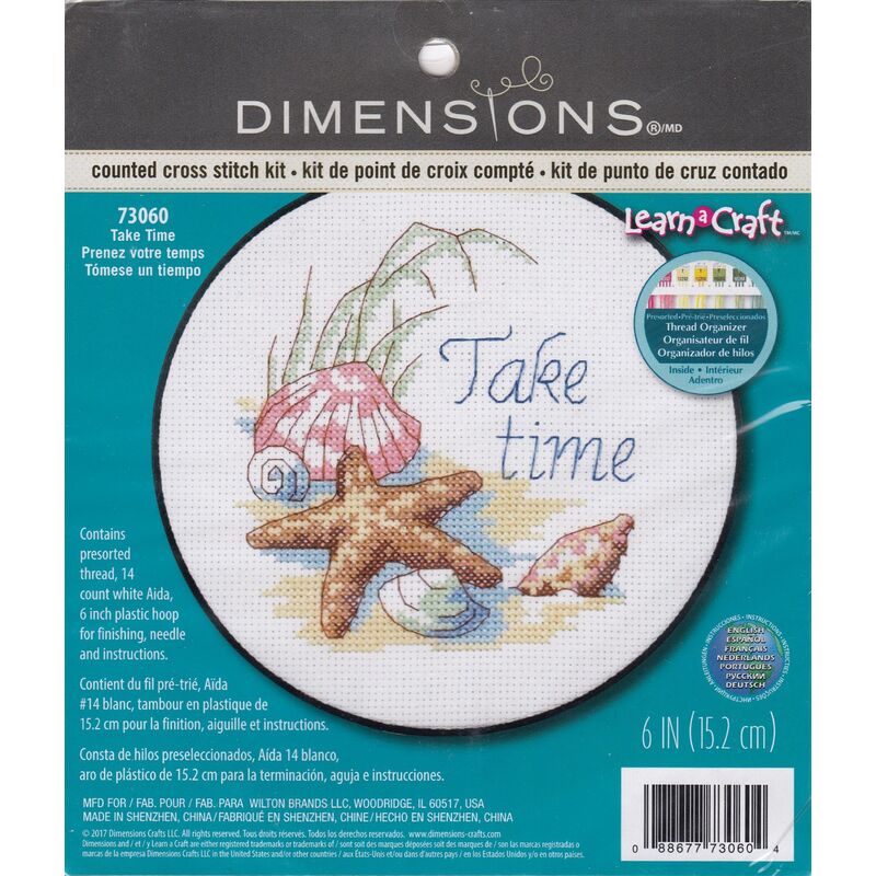 TAKE TIME Counted Cross Stitch Kit 6" (15.2cm) Diameter includes hoop