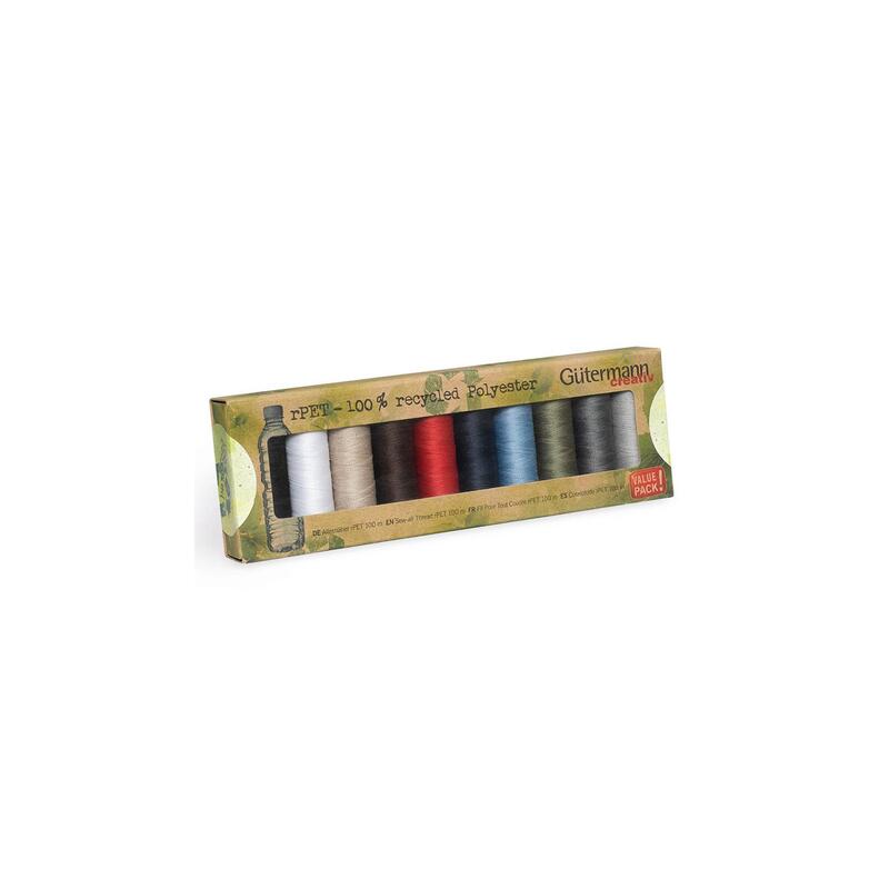 Gutermann rPet Sew-All 100m Thread 10 Reels 100% Recycled Polyester (Colour set 1)