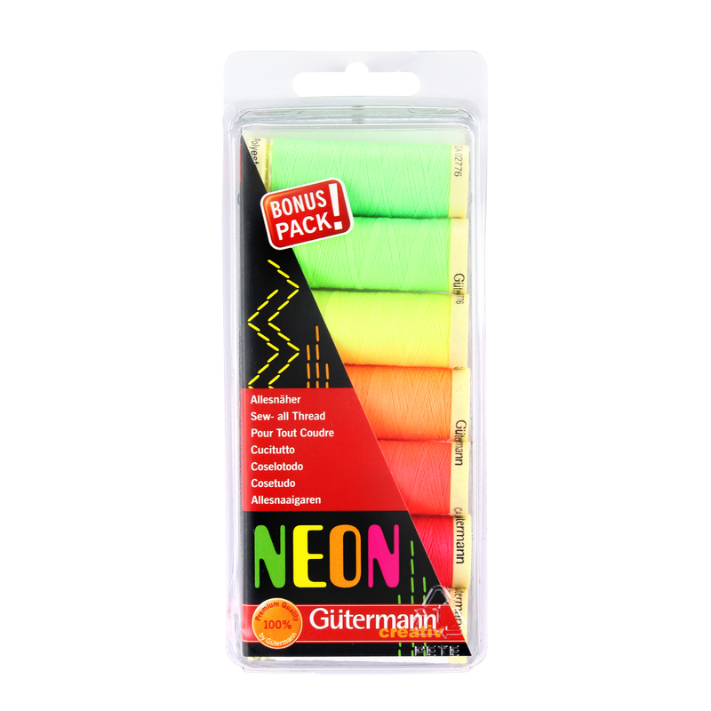 GUTERMANN, Sew-All 100m NEON Thread 7 Spool Pack Assorted Shades