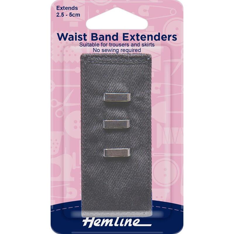 Hemline Waist Band Extender, GREY Hook & Bar Type, Extends 2.5-5cm