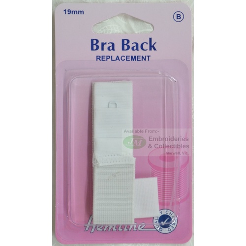 Hemline Bra Back Replacement 19mm (3/4"), 1 Hook, 2 Rows, WHITE