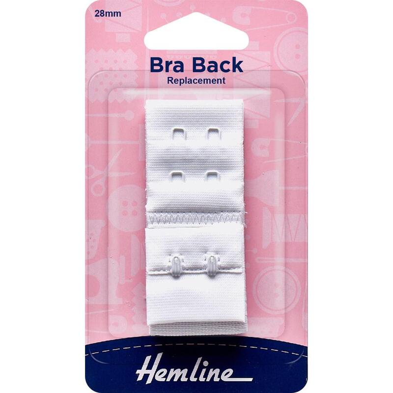 Hemline Bra Back Replacement 28mm (1 1/8"), 2 Hooks, 2 Rows, WHITE