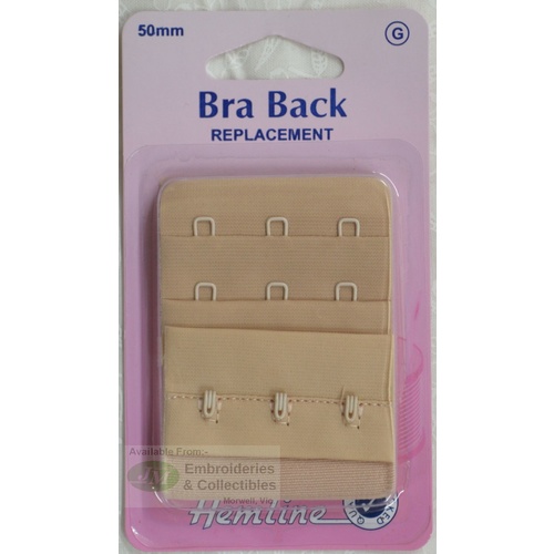 Hemline Bra Back Replacement 50mm (2"), 3 Hooks, 2 Rows, NUDE