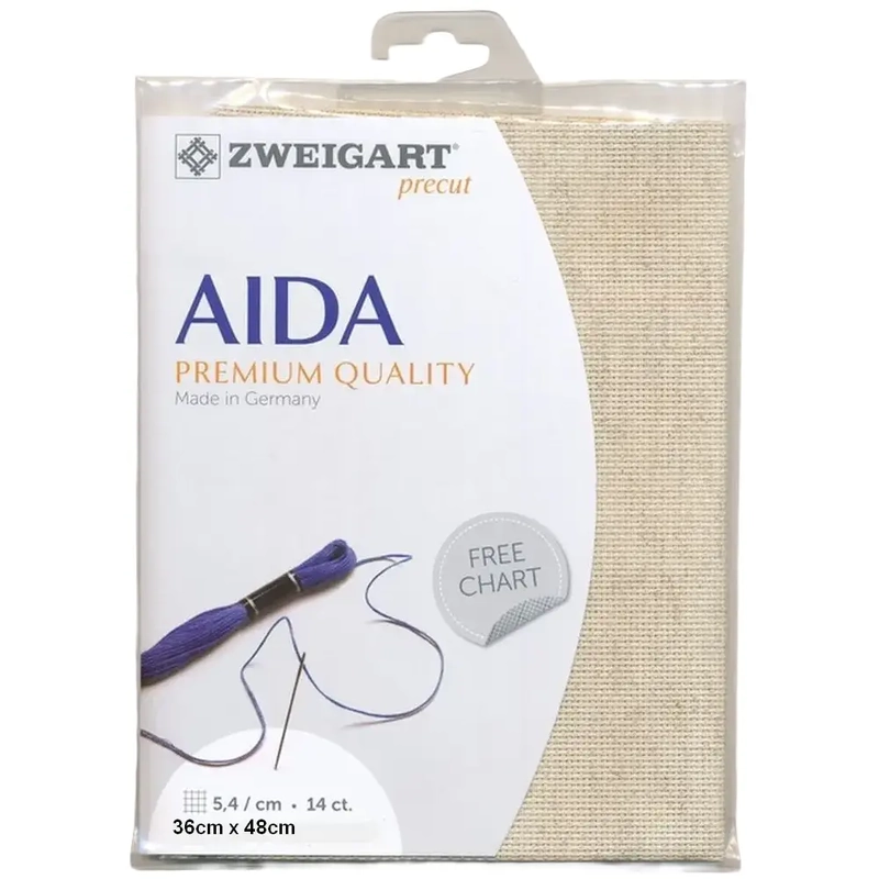 Zweigart 14Ct/5.4St Aida 3279.54 RUSTICO Precut 36x48cm Cott/Visc/Lin 51/34/15