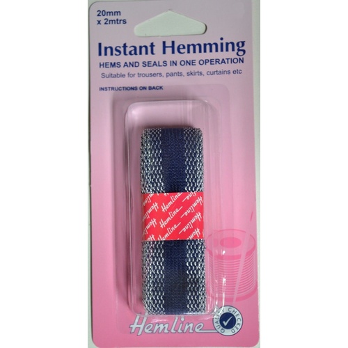 Hemline Instant Hemming, Hems & Seals In One Operation, 20mm x 2 Metres, Navy