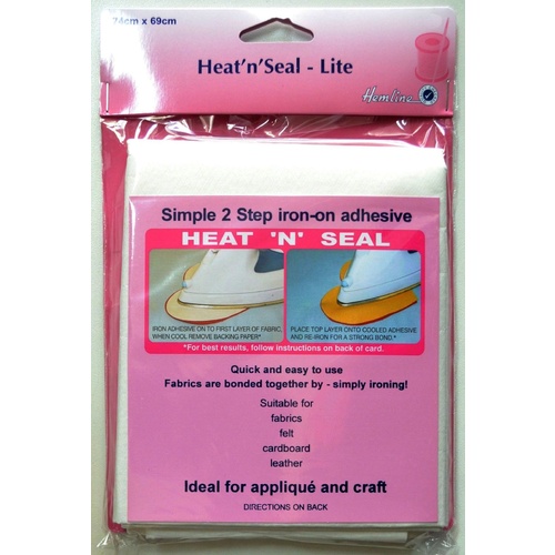 Hemline Heat N Seal Lite Iron On Adhesive, 74 x 69cm, Applique, Crafts, Quilting
