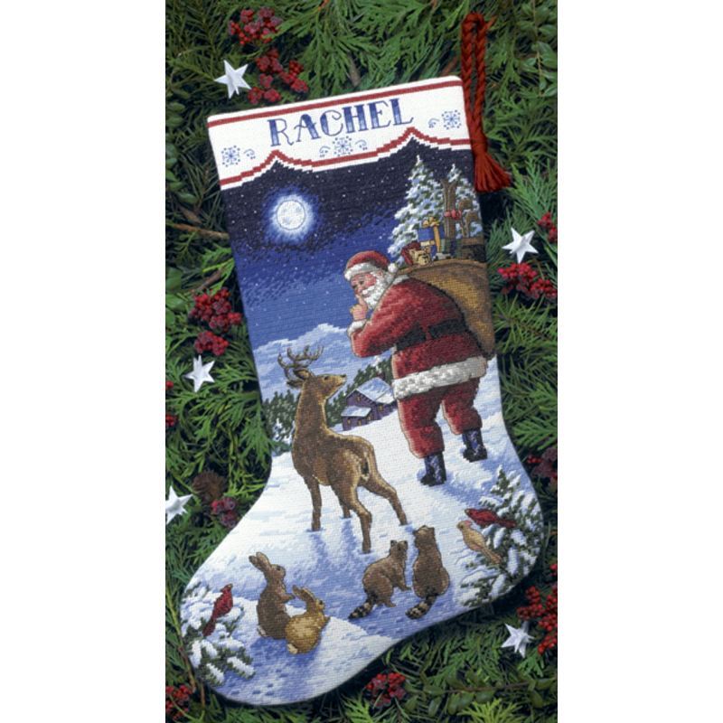 SANTA'S ARRIVAL Christmas Stocking Counted Cross Stitch Kit, 40.6cm Long, 8683