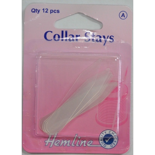 Collar Stays, 12pcs, 10mm x 55mm, Clear PVC, Collar Tabs, Stiffeners, HEMLINE