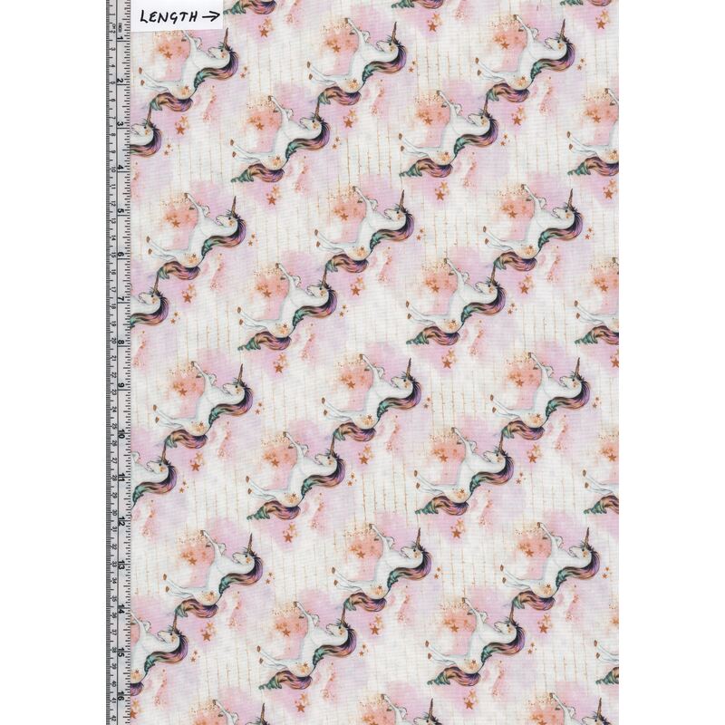 Rainbow Unicorns, Unicorns on Whispy Clouds Cream 112cm Wide Cotton Fabric