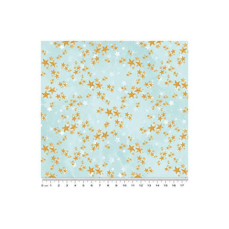 Rainbow Unicorns Stars Blue, 112cm Wide Cotton Fabric